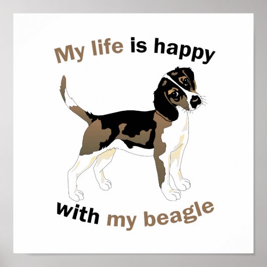 Poster La vie est heureuse avec mon beagle (Devant)
