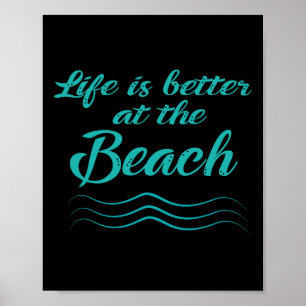 Poster La Vie Est Meilleure À La Plage Surfer D'Été Homme