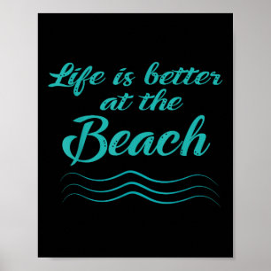 Poster La Vie Est Meilleure À La Plage Surfer D'Été Homme