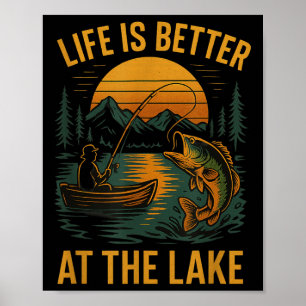 Poster La vie est meilleure au lac – Nature de pêche vint