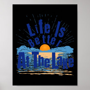 Poster La vie est meilleure au lac Pêche en bateau Gif