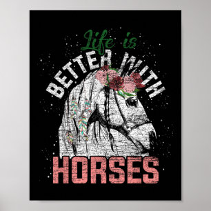 Poster La Vie Est Meilleure Avec Les Chevaux Horseback Éq