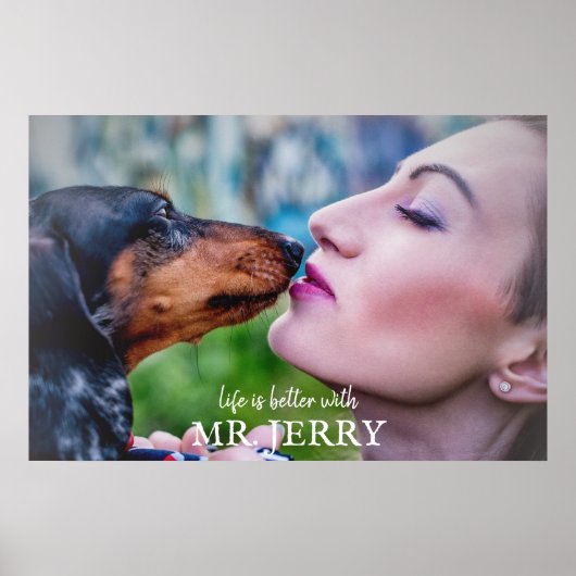 Poster La vie est meilleure avec personnalisation Chien P (Devant)