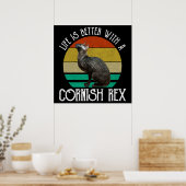 Poster La vie est meilleure avec un Cornish Rex (Cuisine)
