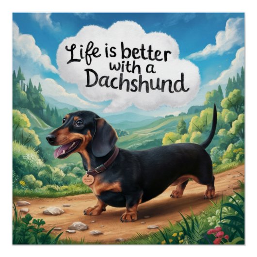 Poster La Vie Est Meilleure Avec Un Dachshund (Devant)