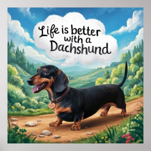 Poster La Vie Est Meilleure Avec Un Dachshund (Devant)