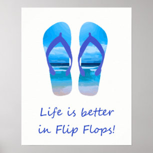 Poster La vie est meilleure dans Flip Flops Fun Beach Cit