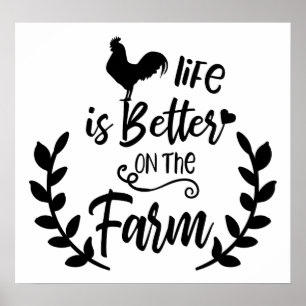 Poster La vie est meilleure sur l'affiche du coq de ferme