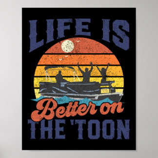 Poster La vie est meilleure sur le bateau ponton Toon pou