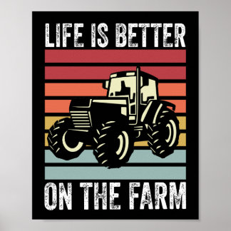 Poster La Vie Est Mieux À La Ferme - Amateurs D'Agricultu