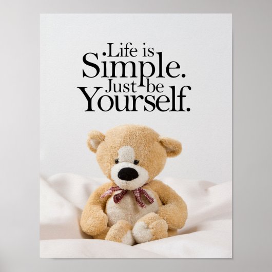 Poster La Vie Est Simple Ours En Teddy Citation Inspirant (Devant)