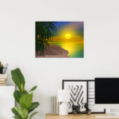 Poster La vie est une plage ensoleillée (Bureau à domicile)