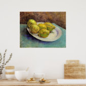 Poster La vie morte avec des citrons sur une plaque de Va (Cuisine)