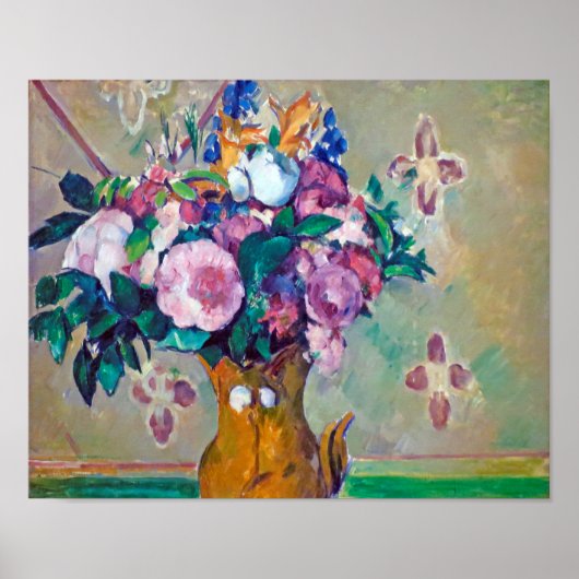 Poster La vie morte avec les fleurs, Paul Cezanne (Devant)