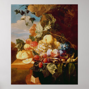 Poster La vie toujours avec le fruit et les fleurs