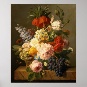 Poster La vie toujours avec les fleurs et le fruit, 1827