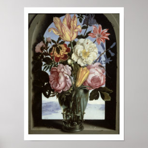 Poster La vie toujours des fleurs dans un verre de