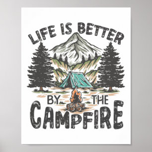 Poster La vie vintage rétro est meilleure autour du feu d