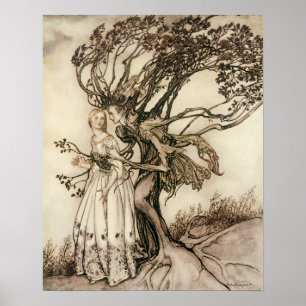 Poster La vieille femme dans le bois par Arthur Rackham