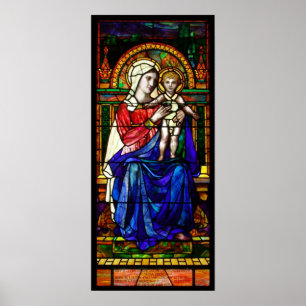 Poster La Vierge à l'enfant en verre tendu
