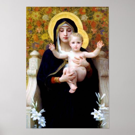 Poster La Vierge de la Lily, Bouguereau (Devant)