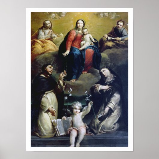Poster La Vierge du Rosaire avec SS Dominic, Catheri (Devant)