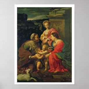 Poster La Vierge et l'enfant avec St Elizabeth, l'Infan