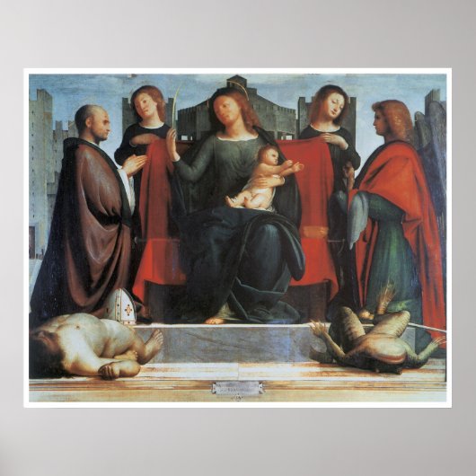 Poster La Vierge et l'Enfant Enthronés... (Devant)