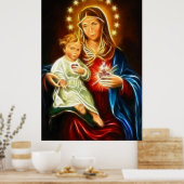 Poster La Vierge Marie Et Bébé Jésus Sacré Coeur (Cuisine)