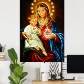 Poster La Vierge Marie Et Bébé Jésus Sacré Coeur (Bureau à domicile)