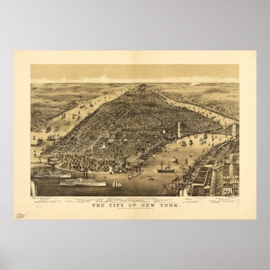 Poster La ville de New York par Currier & Ives (1886) (Devant)