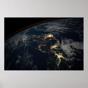 Poster La Ville Éclairait Le Japon La Nuit.