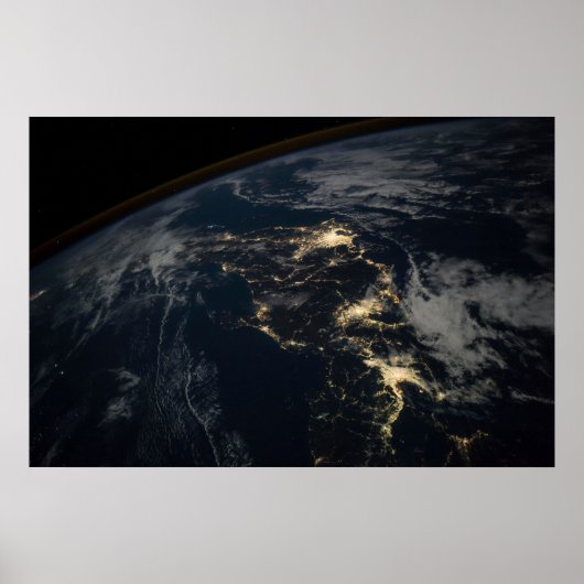 Poster La Ville Éclairait Le Japon La Nuit. (Devant)