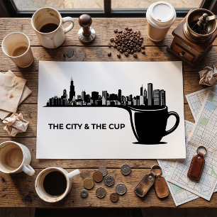 Poster La ville et la tasse Chicago Skyline