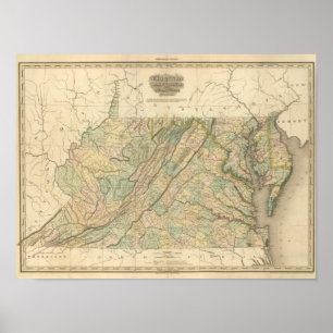 Poster La Virginie, le Maryland, Delware