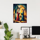 Poster La Visitation - Vision Cubiste Minimaliste (Bureau à domicile)