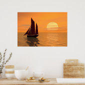 Poster La voile au coucher du soleil (Cuisine)