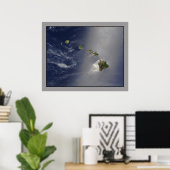 Poster La vue aérienne de l'archipel d'Hawaii (Bureau à domicile)