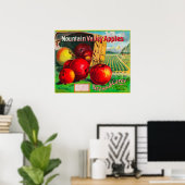 Poster Label Apple Mountain ValleyHamilton, MT (Bureau à domicile)