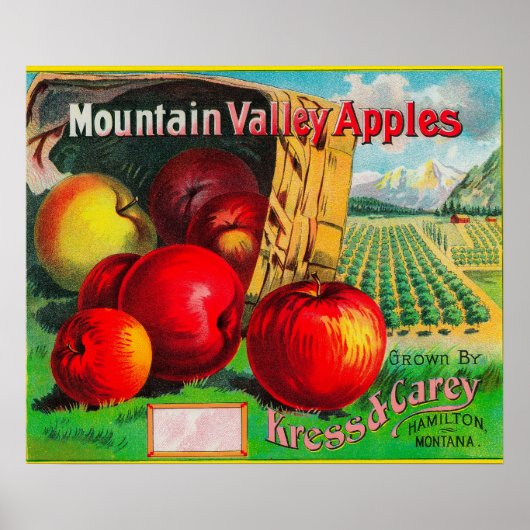 Poster Label Apple Mountain ValleyHamilton, MT (Devant)