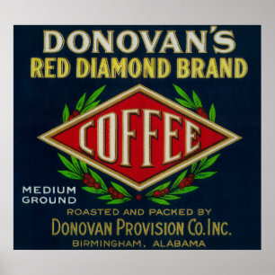 Poster Label de café DonovanBirmingham, AL