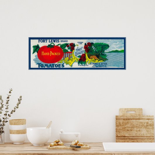 Poster Label de tomate Fort Lewis Roanoke, VA (Cuisine)