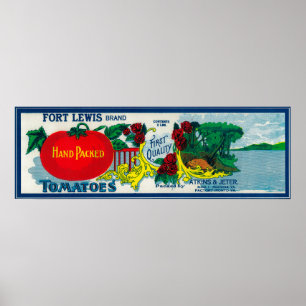 Poster Label de tomate Fort Lewis Roanoke, VA