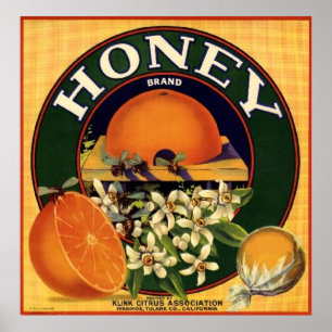 Poster Label Honey Brand Citrus Crate