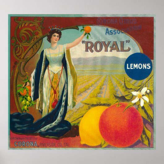 Poster Label Royal Orange Corona, CA (Devant)