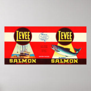 Poster Label saumoné Seattle, WA de marque de levée