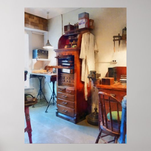 Poster Laboratoire dentaire avec manteau de laboratoire (Devant)