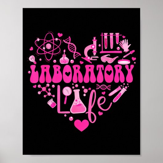 Poster Laboratory Heart Valentine Lab Technologist Scienc (Devant)