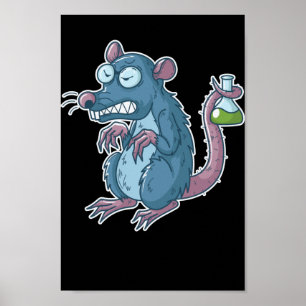 Poster Laborratte mit Chemikalien und Reagenzglas Nerd