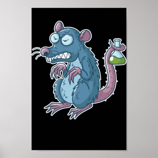 Poster Laborratte mit Chemikalien und Reagenzglas Nerd (Devant)